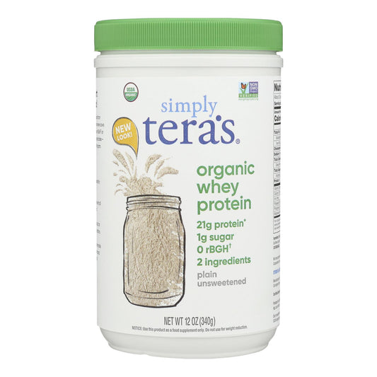 Teras Whey Protein Powder - Whey - Organic - Plain Unsweetened - 12 Ounce