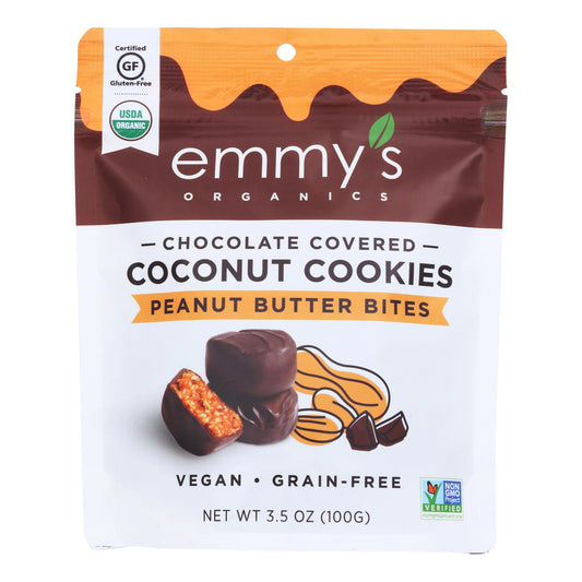 Emmy's Organics - Bites Chocolate Cvrd Peanut Butter - Case of 6 - 3.5 Ounce