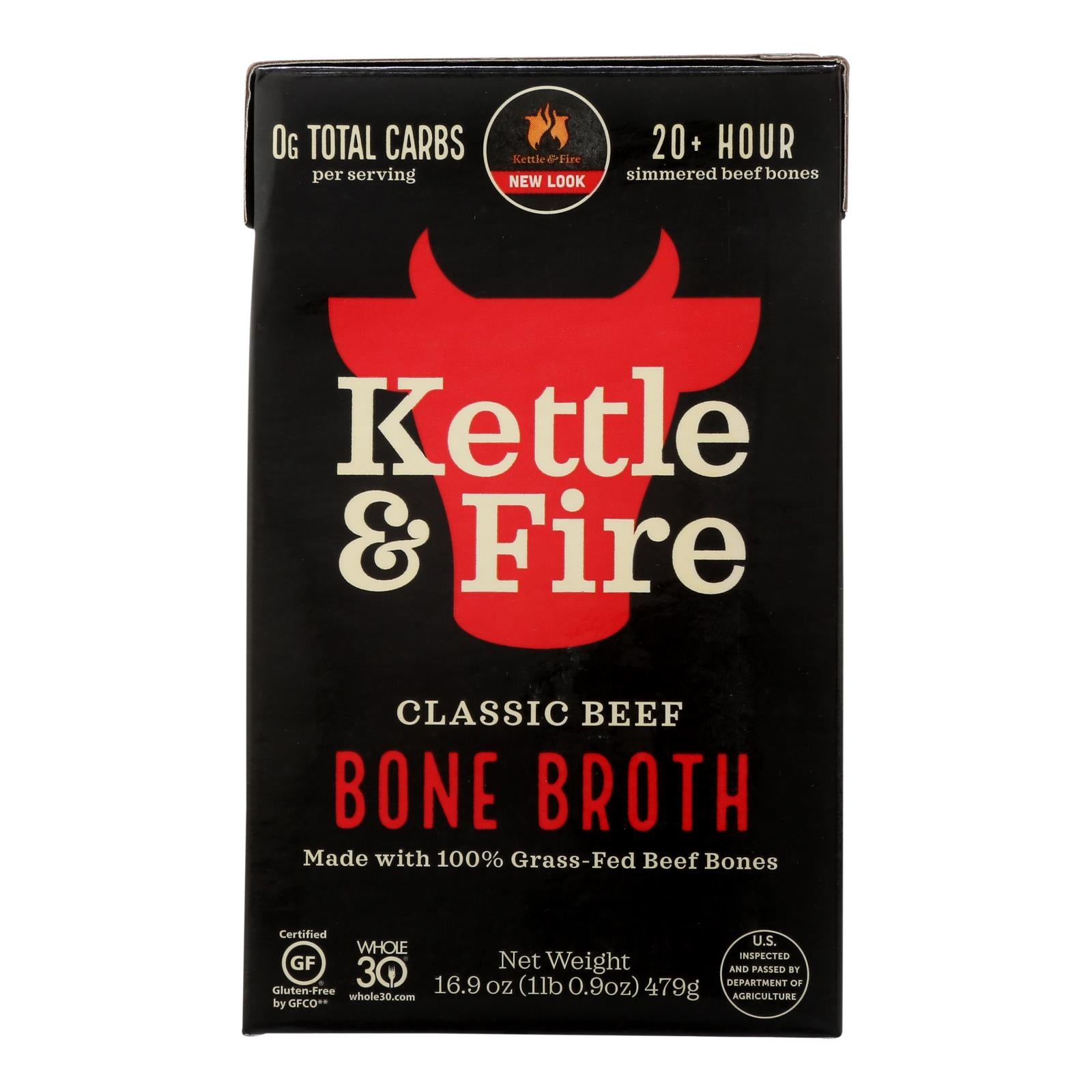 Kettle & Fire Beef Bone Broth  - Case of 6 - 16.9 Ounce