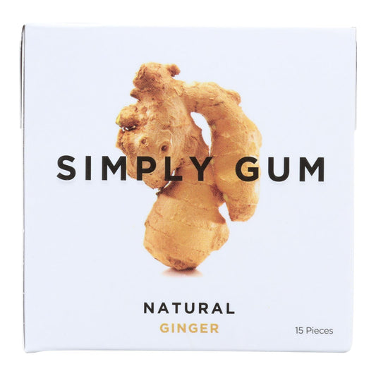 Simply Gum All Natural Gum - Ginger - Case of 12 - 15 Count