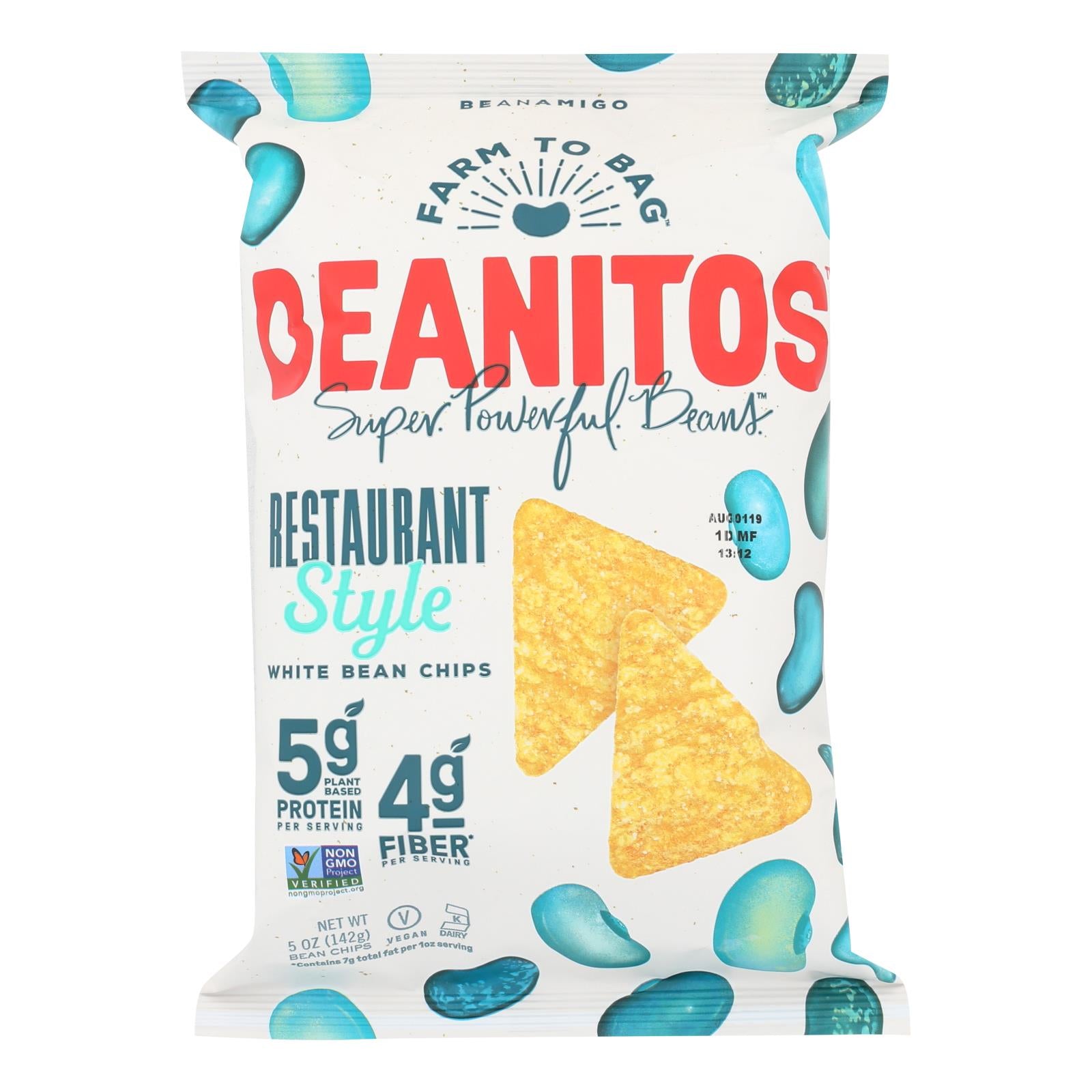 Beanitos - White Bean Chips - Restaurant Style - Case of 6 - 5 Ounce.