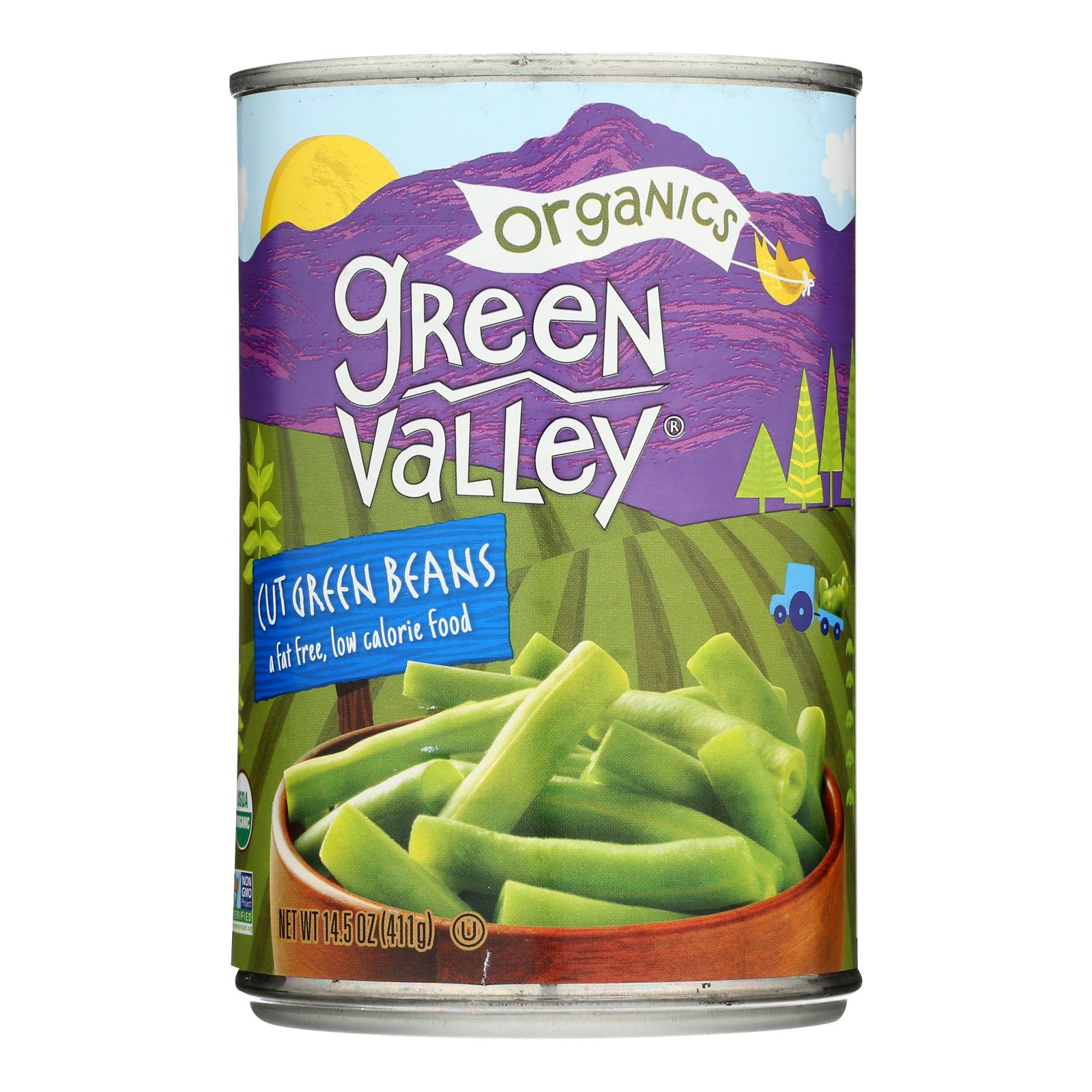 Green Valley Organics - Green Beans Cut - Case of 12-14.5 Ounce