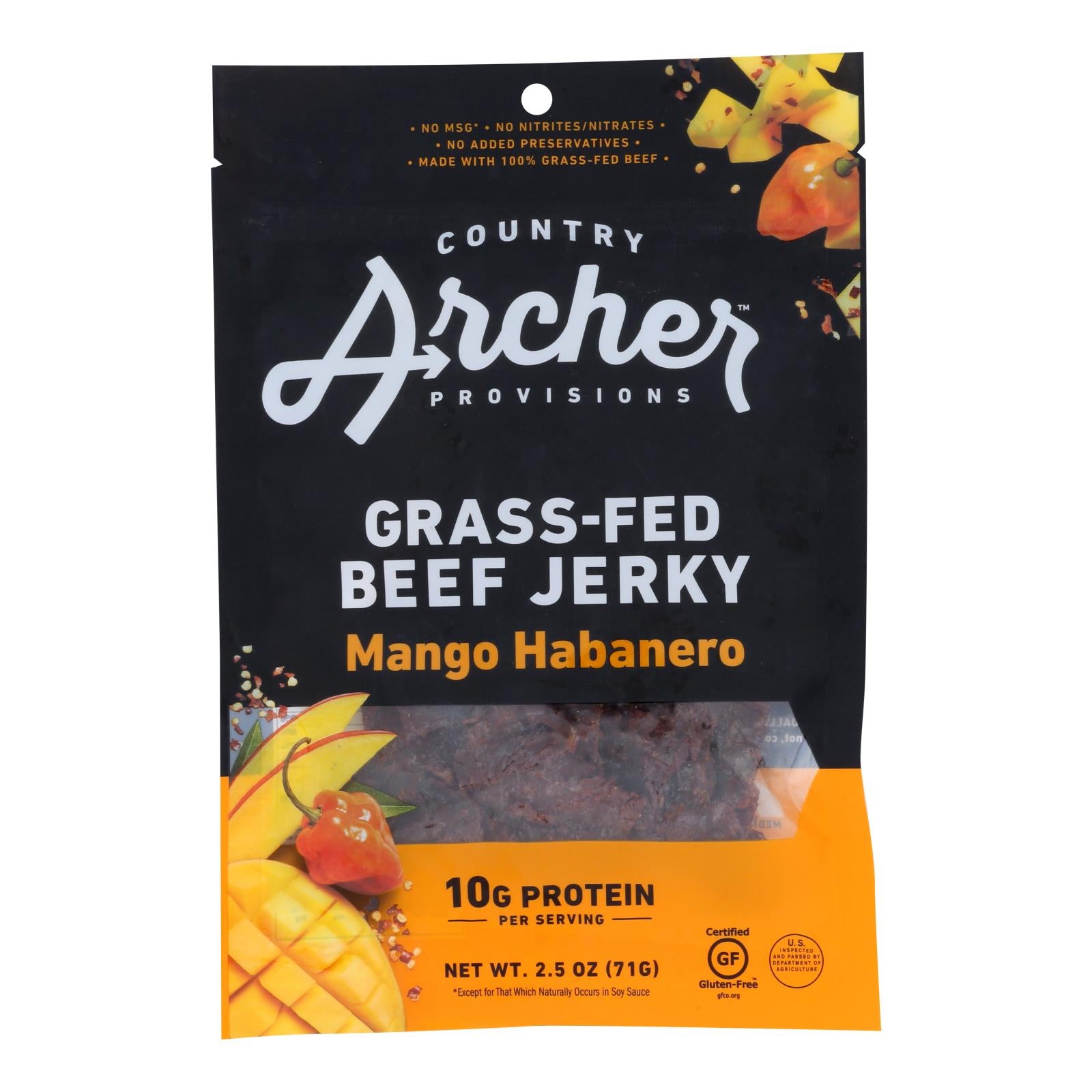 Country Archer - Jerky Beef Mango Habanero - Case of 12-2.5 Ounce