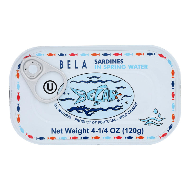 Bela - Olhao Sardines Spring Water - Case of 12 - 4.25 Ounce.