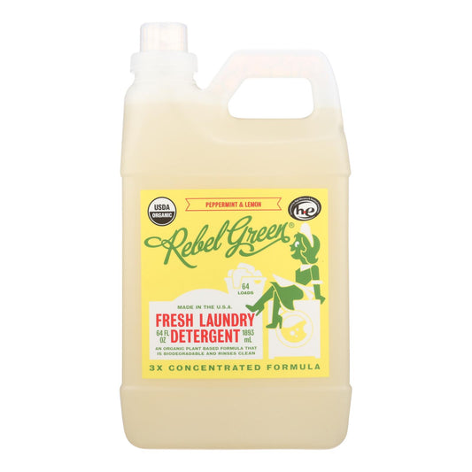 Rebel Green Laundry Detergent - Organic - Peppermint and Lemon - Case of 4 - 64 fl Ounce