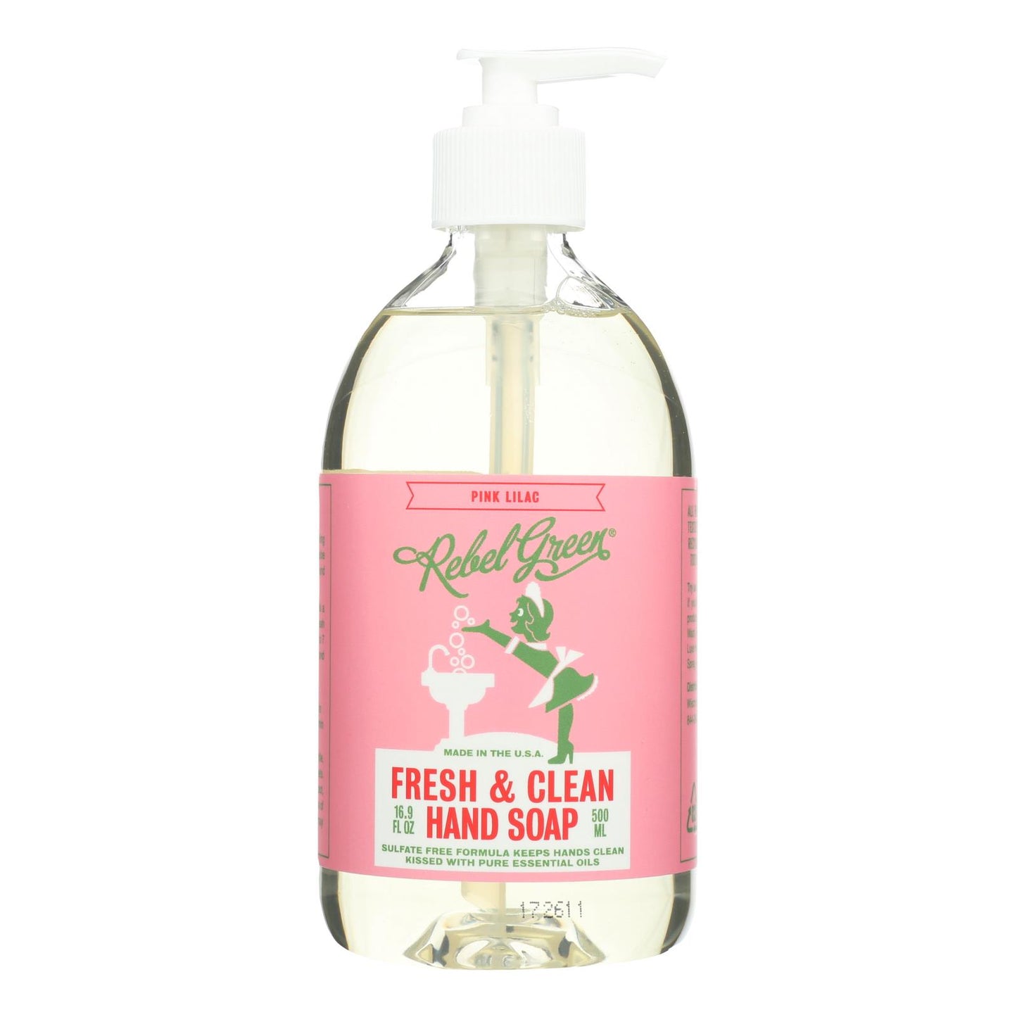 Rebel Green - Fresh and Clean Liquid Hand Soap - Pink Lilac - Case of 4 - 16.9 fl Ounce.