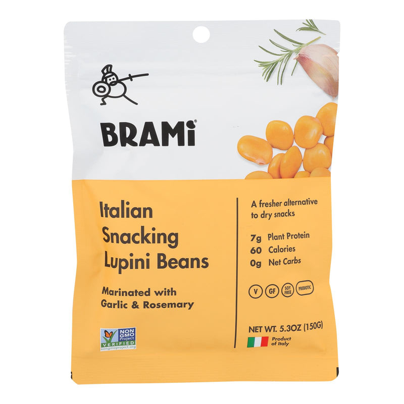 Brami Lupini Snack - Garlic and Herb - Case of 8 - 5.3 Ounce.