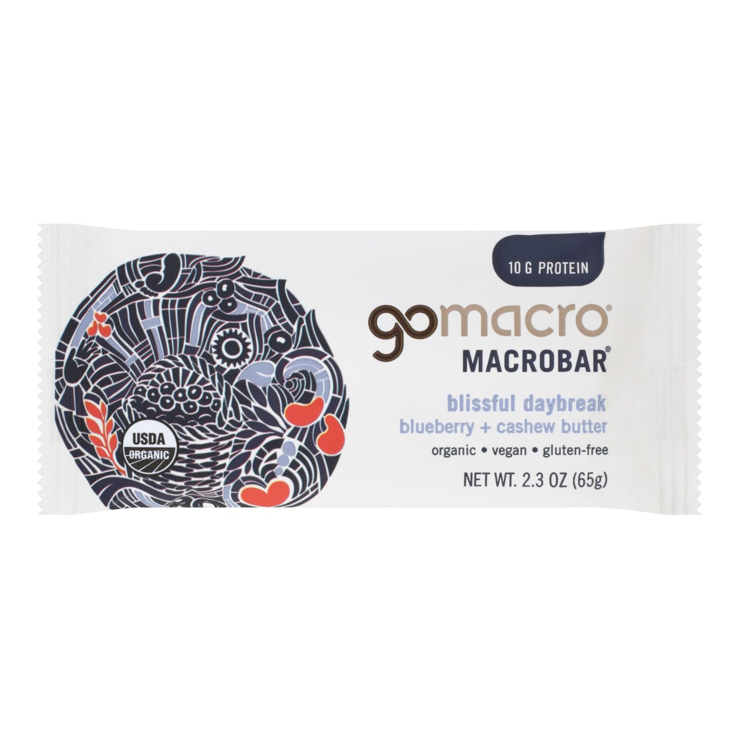 Gomacro Bar - Organic - Bberry - Cashew Butter - Case of 12 - 2.3 Ounce