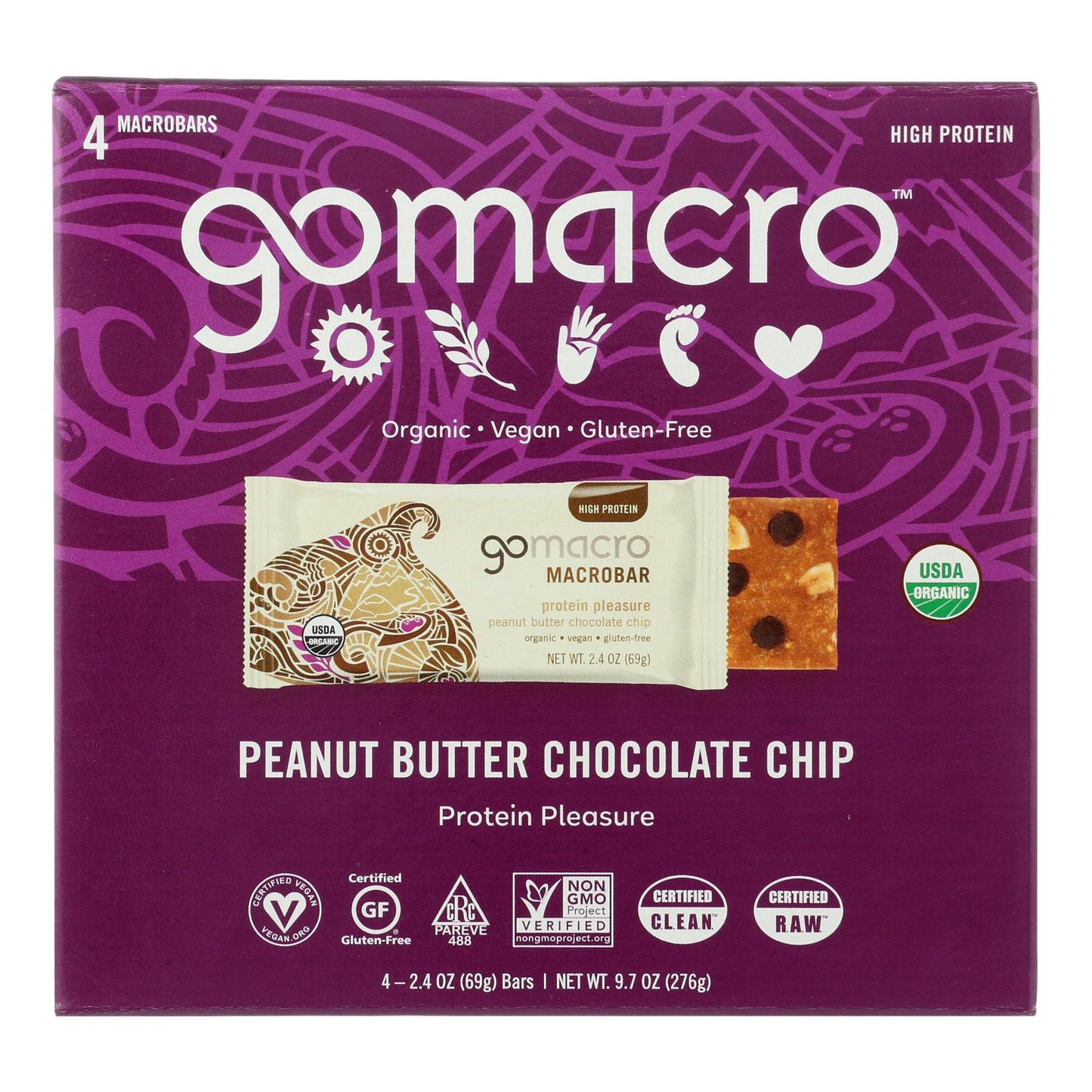 Gomacro - Bar Peanut Butter Cchip - Case of 7-4/2.4 Ounce