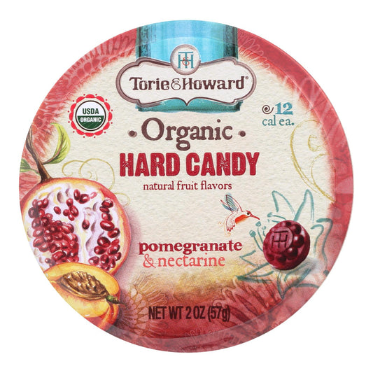 Torie and Howard Organic Hard Candy - Pomegranate and Nectarine - 2 Ounce - Case of 8