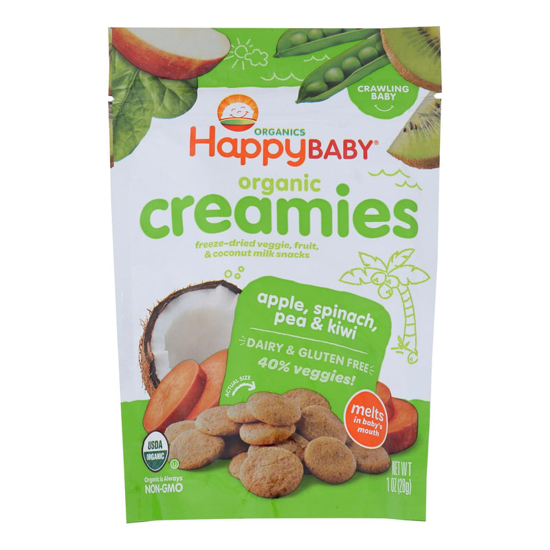 Happy Creamies Organic Snacks - Apple Spinach Pea Kiwi - Case of 8 - 1 Ounce