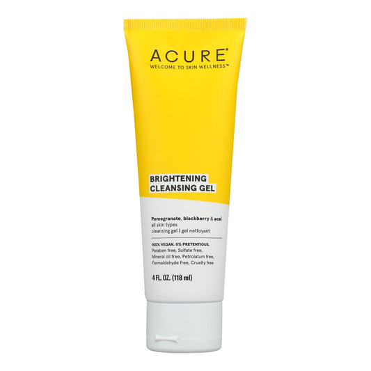 Acure - Brightening Cleansing Gel - Pomegranate, Blackberry & Acai - 4 FL Ounce.