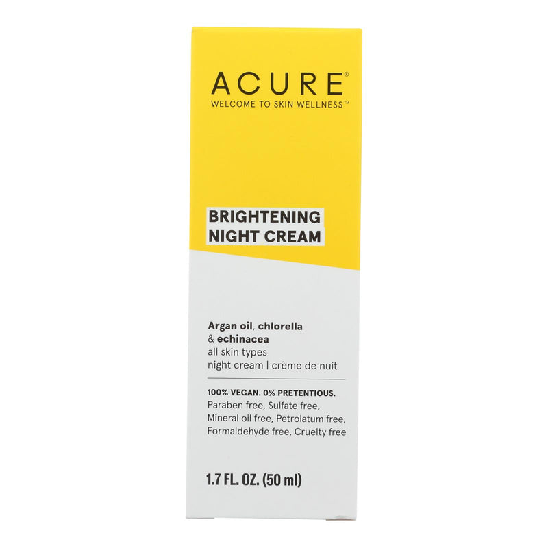 Acure - Night Cream - Argan Extract and Chlorella - 1.75 FL Ounce.