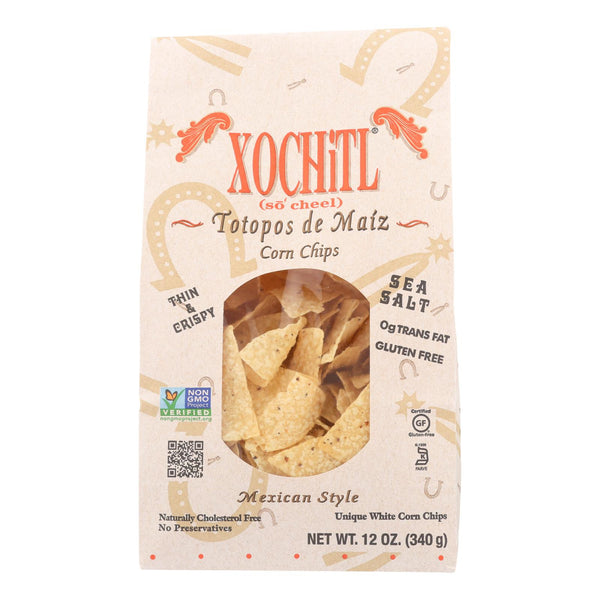 Xochitl Corn Chips - White Corn - Case of 10 - 12 Ounce.