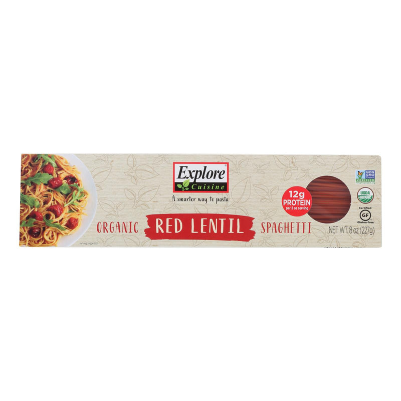 Explore Cuisine Organic Red Lentil Spaghetti - Spaghetti - Case of 12 - 8 Ounce.