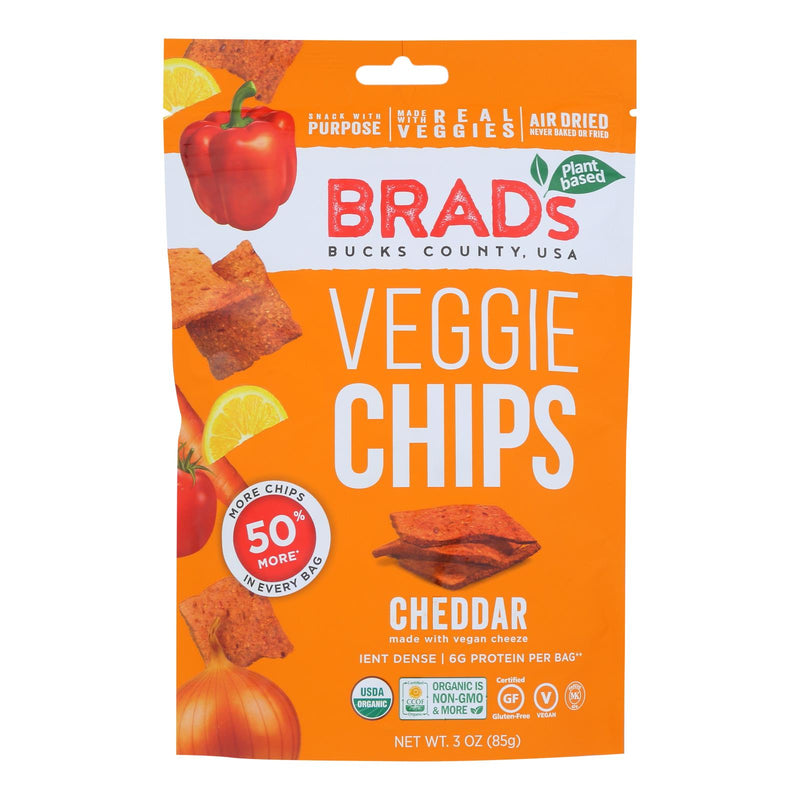 Brad's Plant Based - Raw Chips - Cheddar - Case of 12 - 3 Ounce.