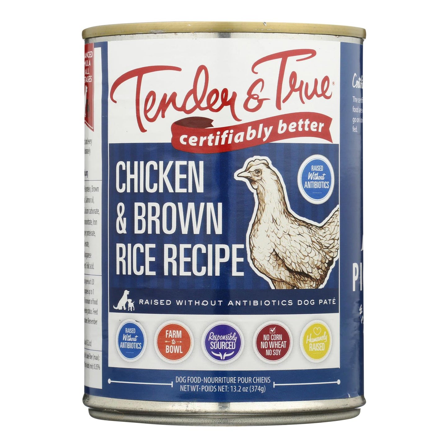 Tender & True Dog Food Chicken And Brown Rice - Case of 12 - 13.2 Ounce