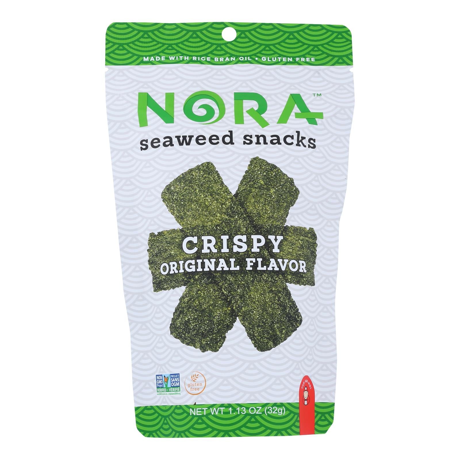 Nora Snacks Seaweed Snacks Crispy Original - Case of 12 - 1.13 Ounce
