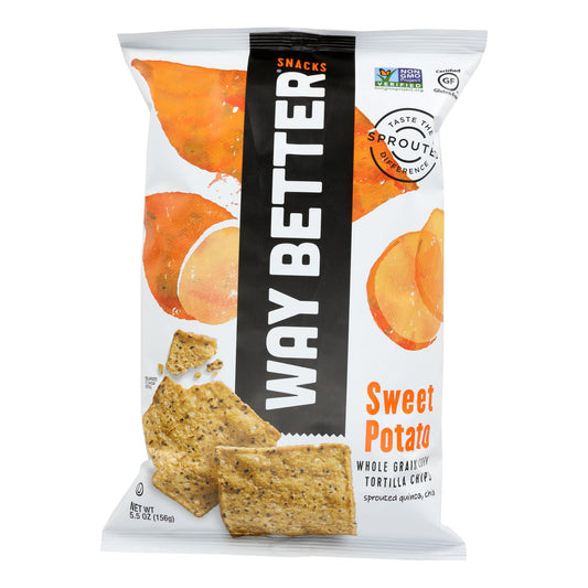 Way Better Snacks Tortilla Chips - Sweet Potato - Case of 12 - 5.5 Ounce.