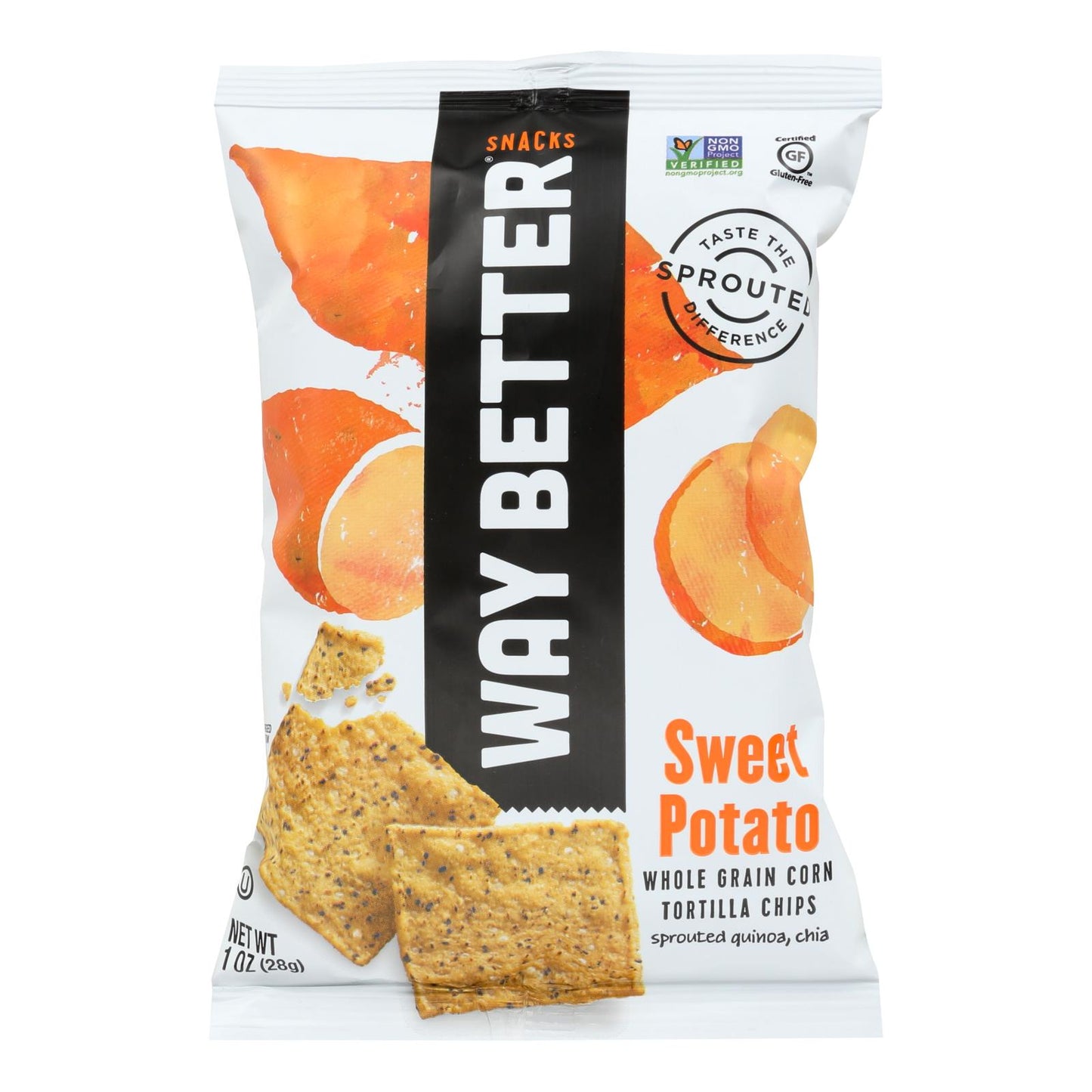 Way Better Snacks Tortilla Chips - Sweet Potato - Case of 12 - 1 Ounce.