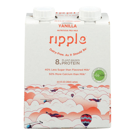 Ripple Foods Ripple Aseptic Vanilla Plant Based With Pea Protein  - Case of 4 - 4/8 Fluid Ounce