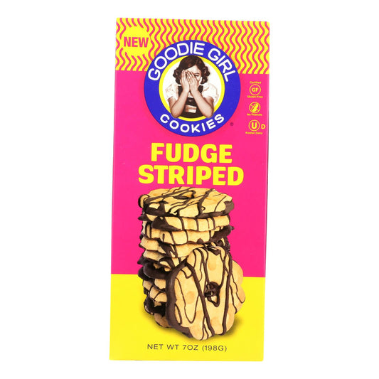 Goodie Girl Cookies - Cookies - Fudge Striped - Case of 6 - 7 Ounce.