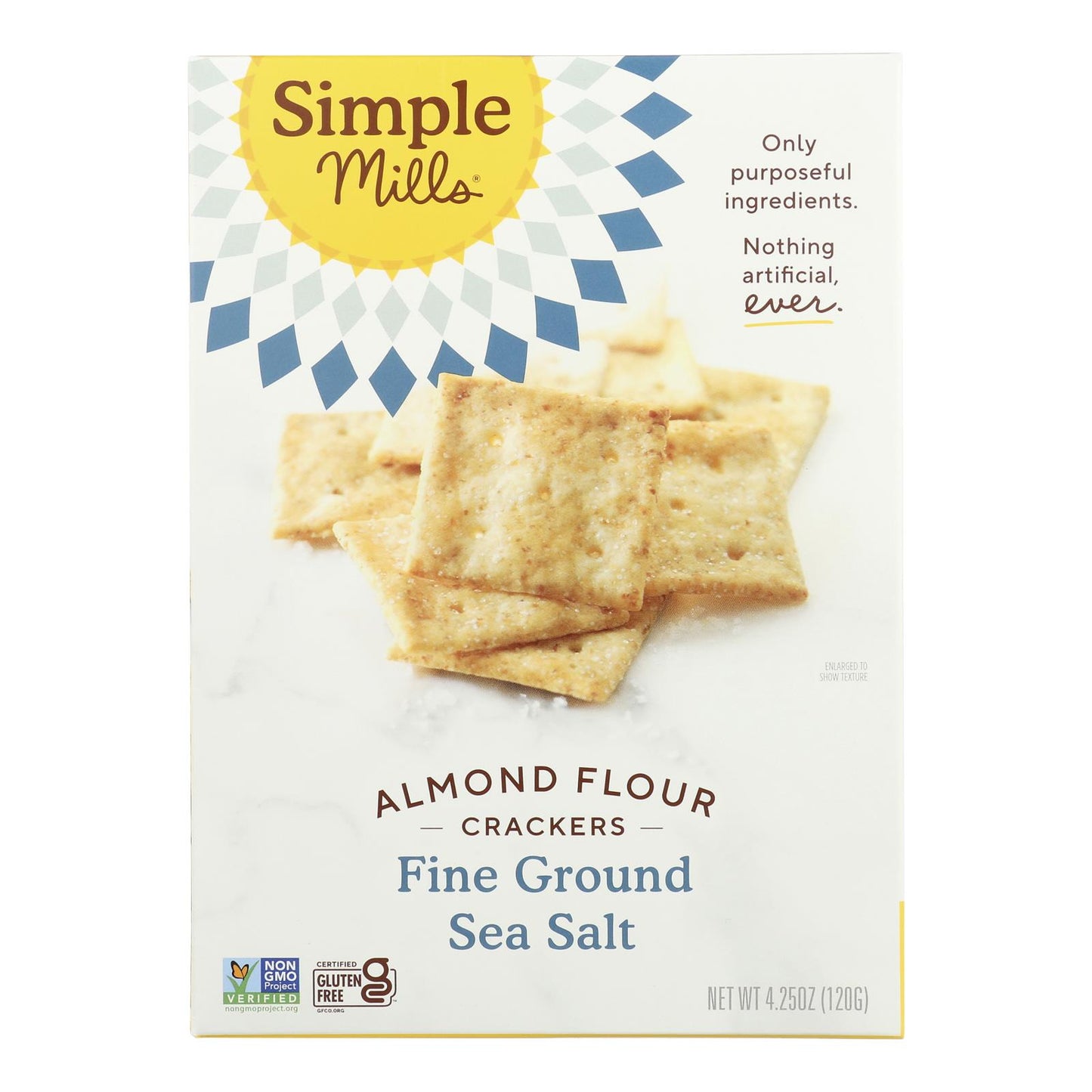 Simple Mills Fine Ground Sea Salt Almond Flour Crackers - Case of 6 - 4.25 Ounce.