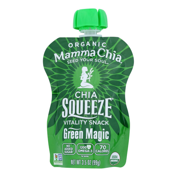 Mamma Chia Squeeze Vitality Snack - Green Magic - Case of 16 - 3.5 Ounce.