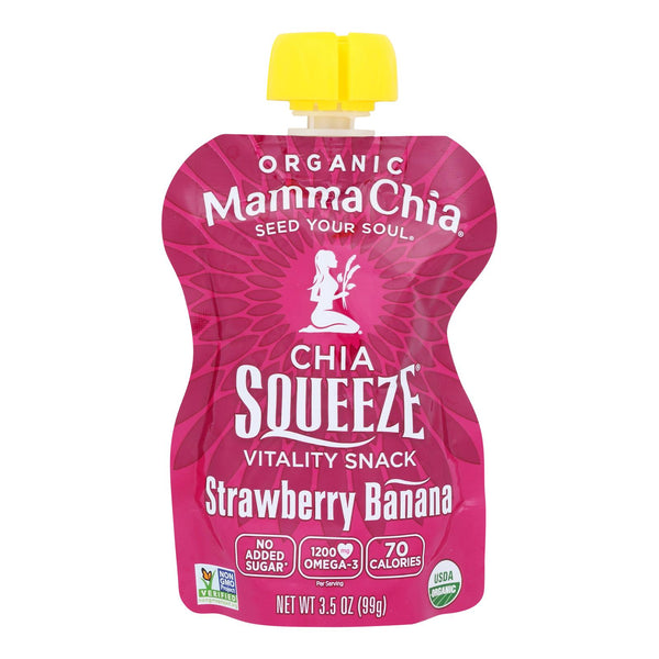 Mamma Chia Squeeze Vitality Snack - Strawberry Banana - Case of 16 - 3.5 Ounce.