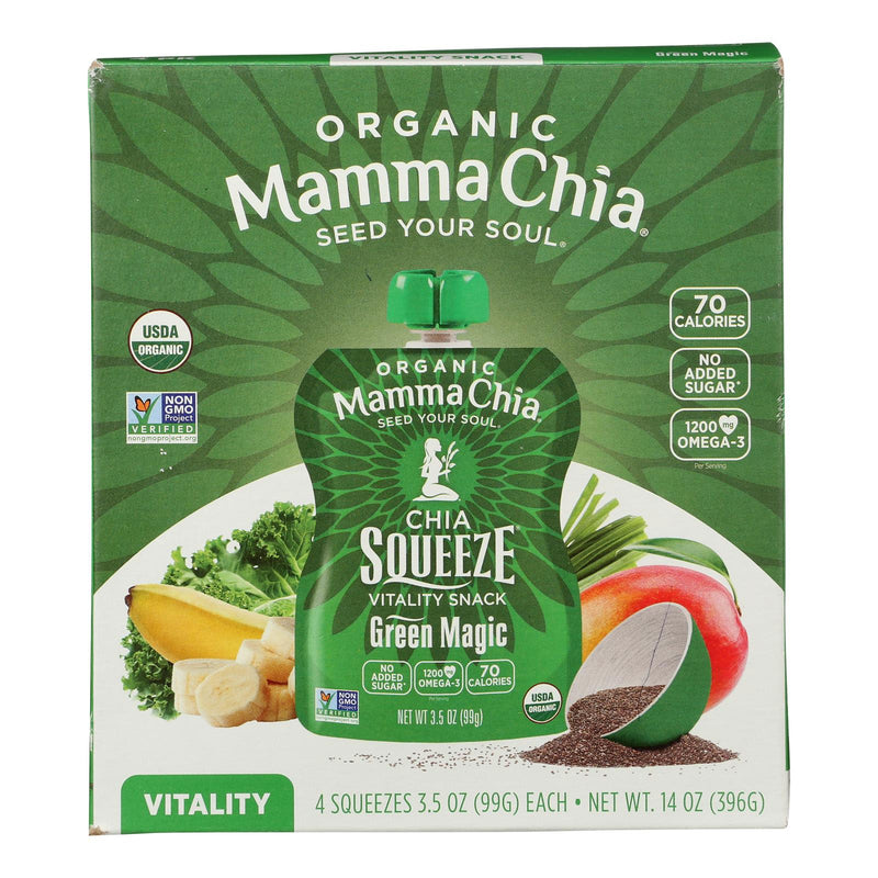 Mamma Chia Squeeze Vitality Snack - Green Magic - Case of 6 - 3.5 Ounce.