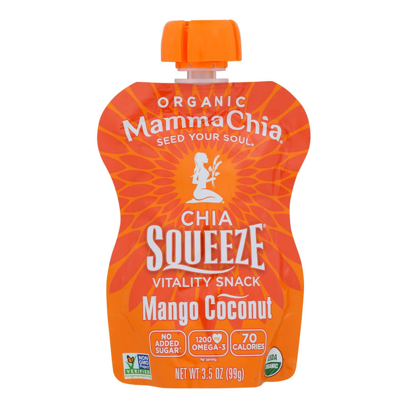 Mamma Chia Squeeze Vitality Snack - Mango Coconut - Case of 16 - 3.5 Ounce.