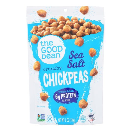 The Good Bean Crispy Crunchy Chickpea Snacks - Sea Salt - Case of 6 - 6 Ounce.