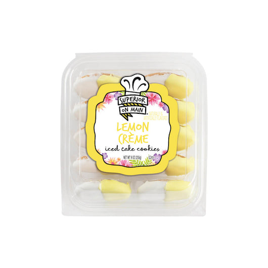 Superior On Main Lemon Creme Iced Cake Cookie 9 Ounce Size - 12 Per Case.