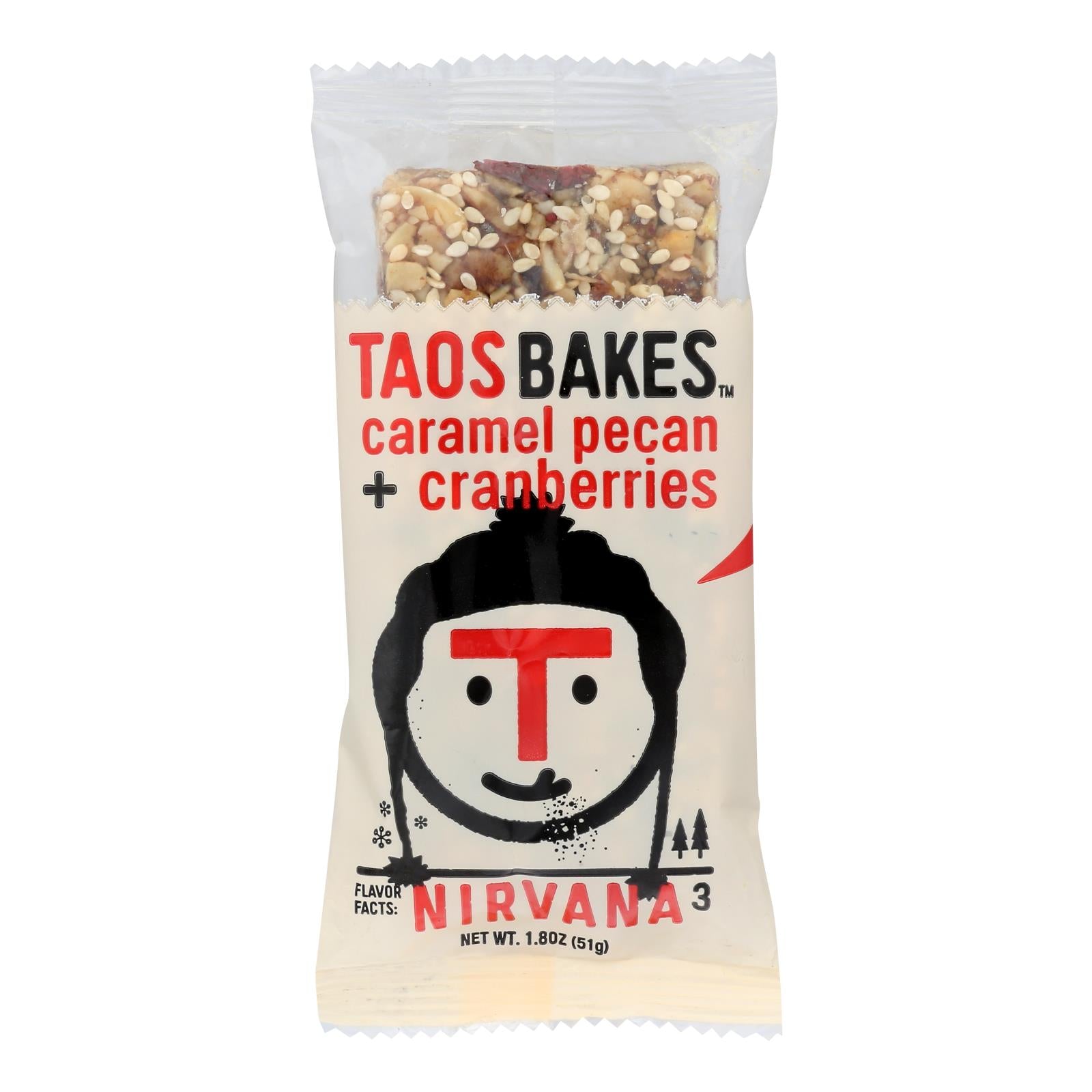 Taos Bakes - Bar Caramel Pecan Cranbrries - Case of 12 - 1.8 Ounce