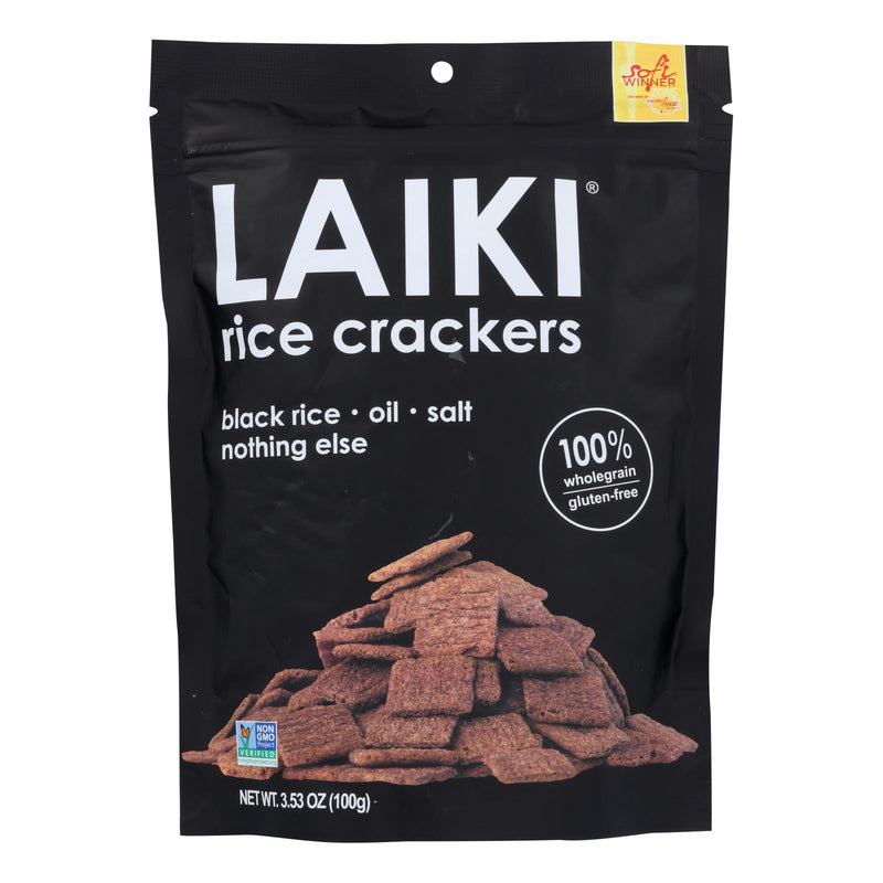 Laiki Rice Crackers - Black - Case of 8 - 3.5 Ounce.