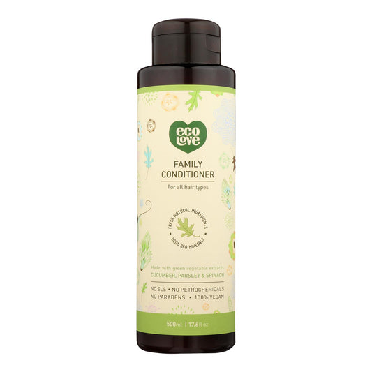 Ecolove Conditioner - Green Vegetables Family Conditioner For All Hair Types - Case of 1 - 17.6 fl Ounce.