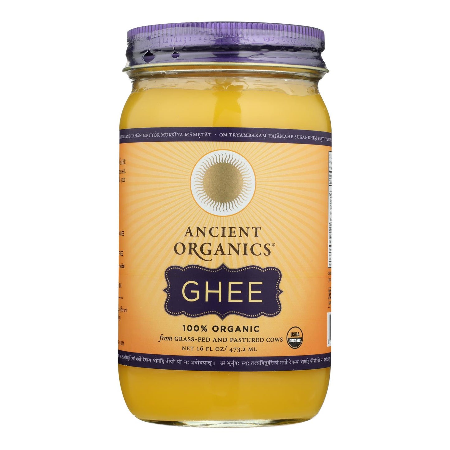 Ancient Organics - Organic Artisan Ghee - Case of 6 - 16 fl Ounce.