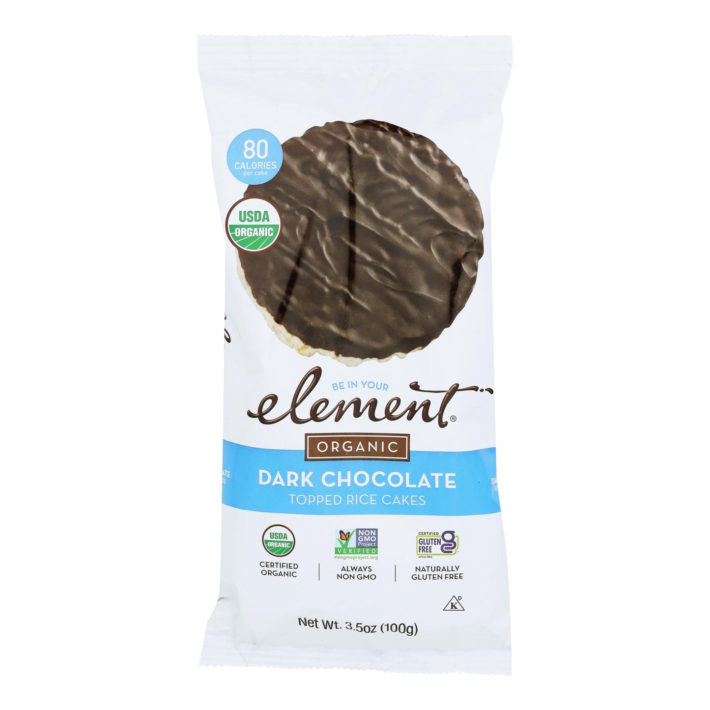 Element Organic Dipped Rice Cakes - Dark Chocolate - Case of 6 - 3.5 Ounce