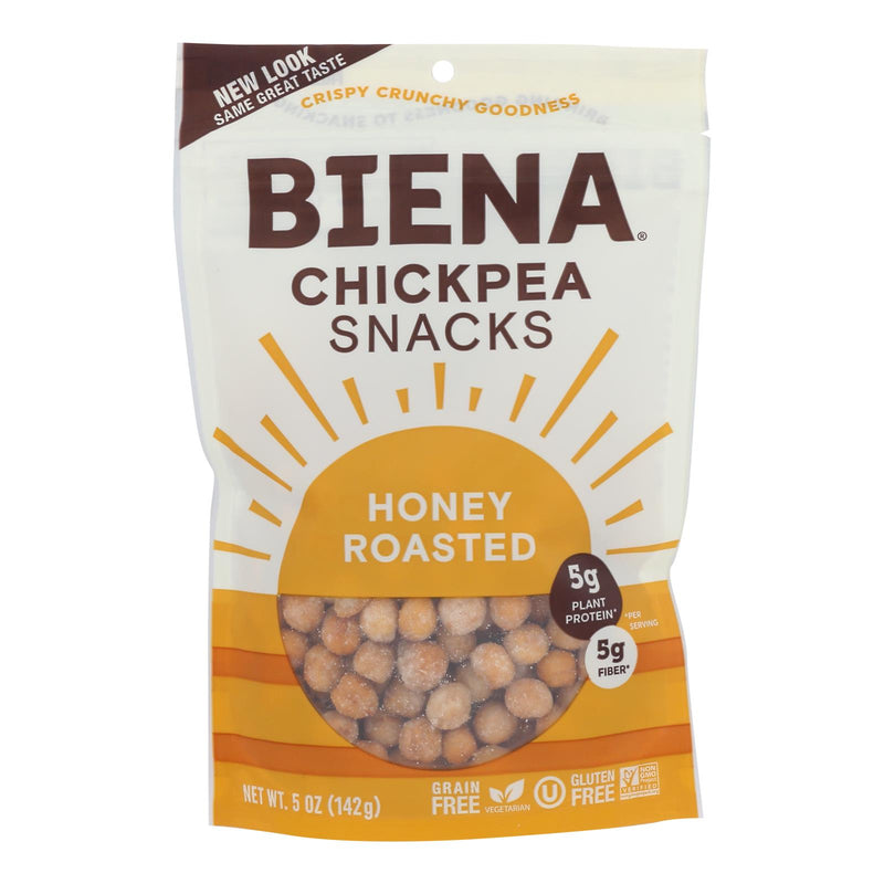 Biena Chickpea Snacks - Honey Roasted - Case of 8 - 5 Ounce.