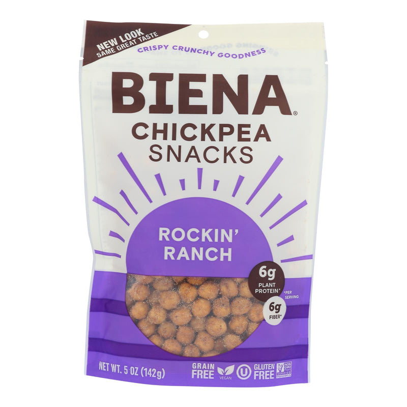 Biena Chickpea Snacks - Rockin' Ranch - Case of 8 - 5 Ounce.