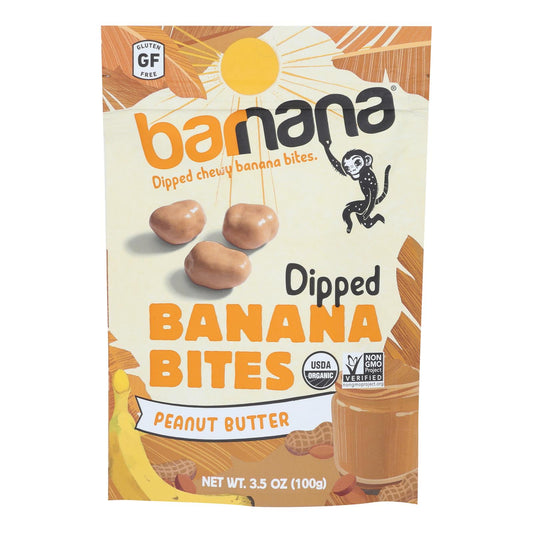 Barnana Chewy Banana Bites - Organic Peanut Butter - Case of 12 - 3.5 Ounce.