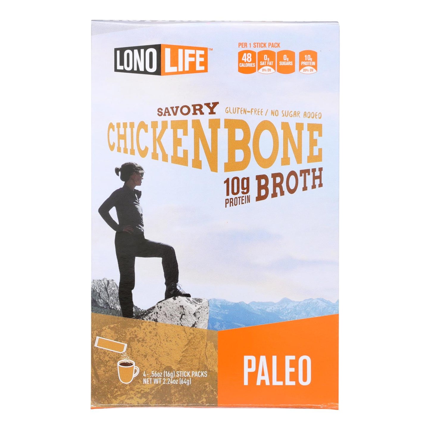 Lonolife Chicken Bone Broth  - Case of 6 - 4/.56 Ounce