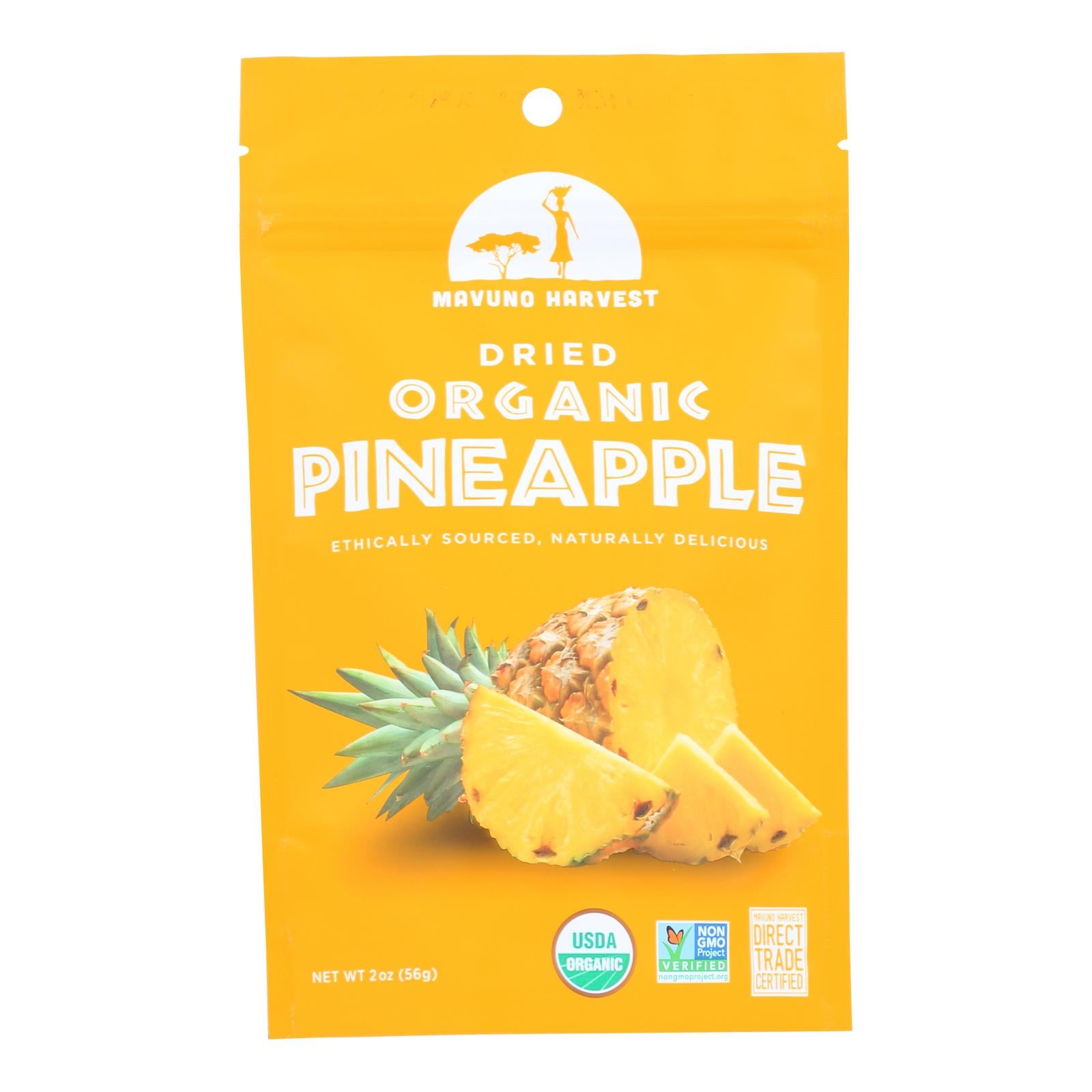 Mavuno Harvest Gluten - Free Dried Pineapple - Case of 6 - 2 Ounce.