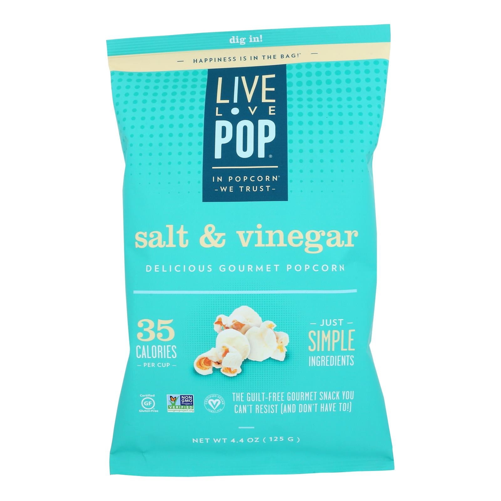 Live Love Pop - Popcorn Salt & Vinegar - Case of 12 - 4.4 Ounce