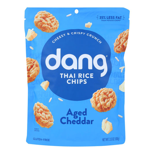 Dang - Sticky Rice Chips - Aged Cheddar - Case of 12 - 3.5 Ounce.