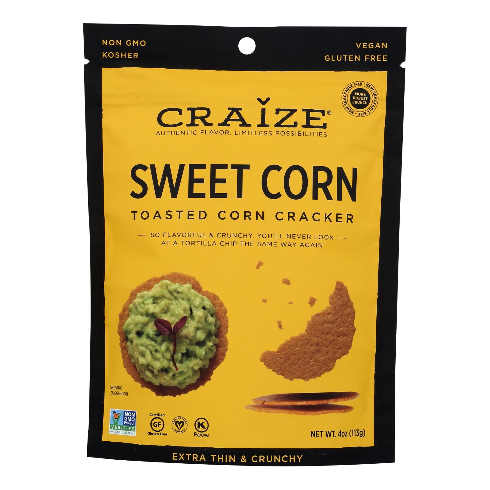 Craize - Corn Crisps Sweet Toasted - Case of 6 - 4 Ounce