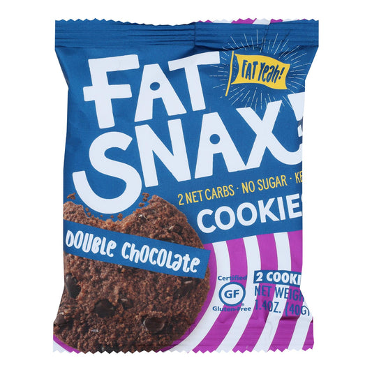 Fat Snax - Cookie Double Chocolate Chips 2ct - Case of 20-1.4 Ounce