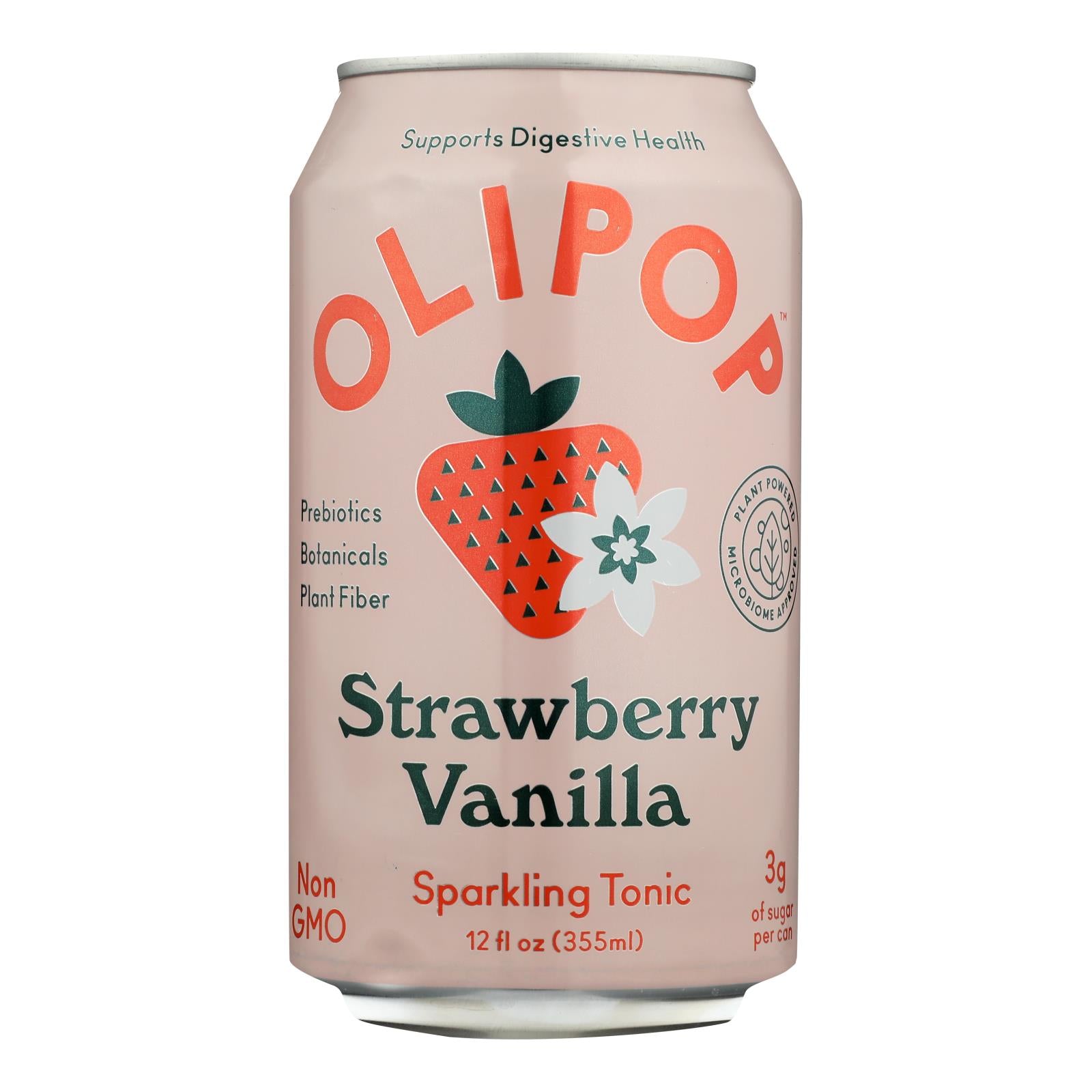 Olipop - Strawberry Vanilla, 12 Fluid Ounces, 12 Per Case