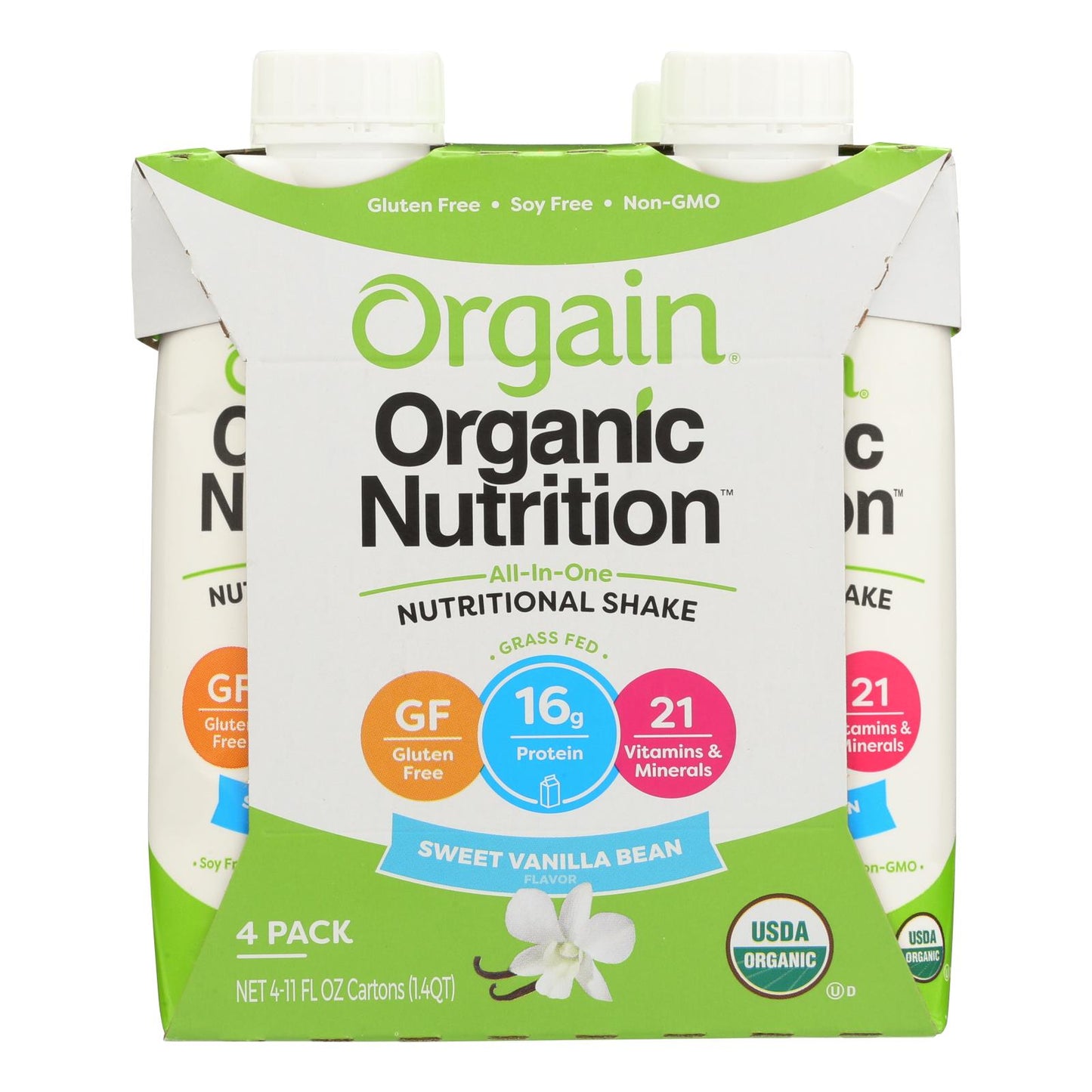 Orgain Organic Nutrition Shake - Vanilla Bean - 11 fl Ounce - Case of 12