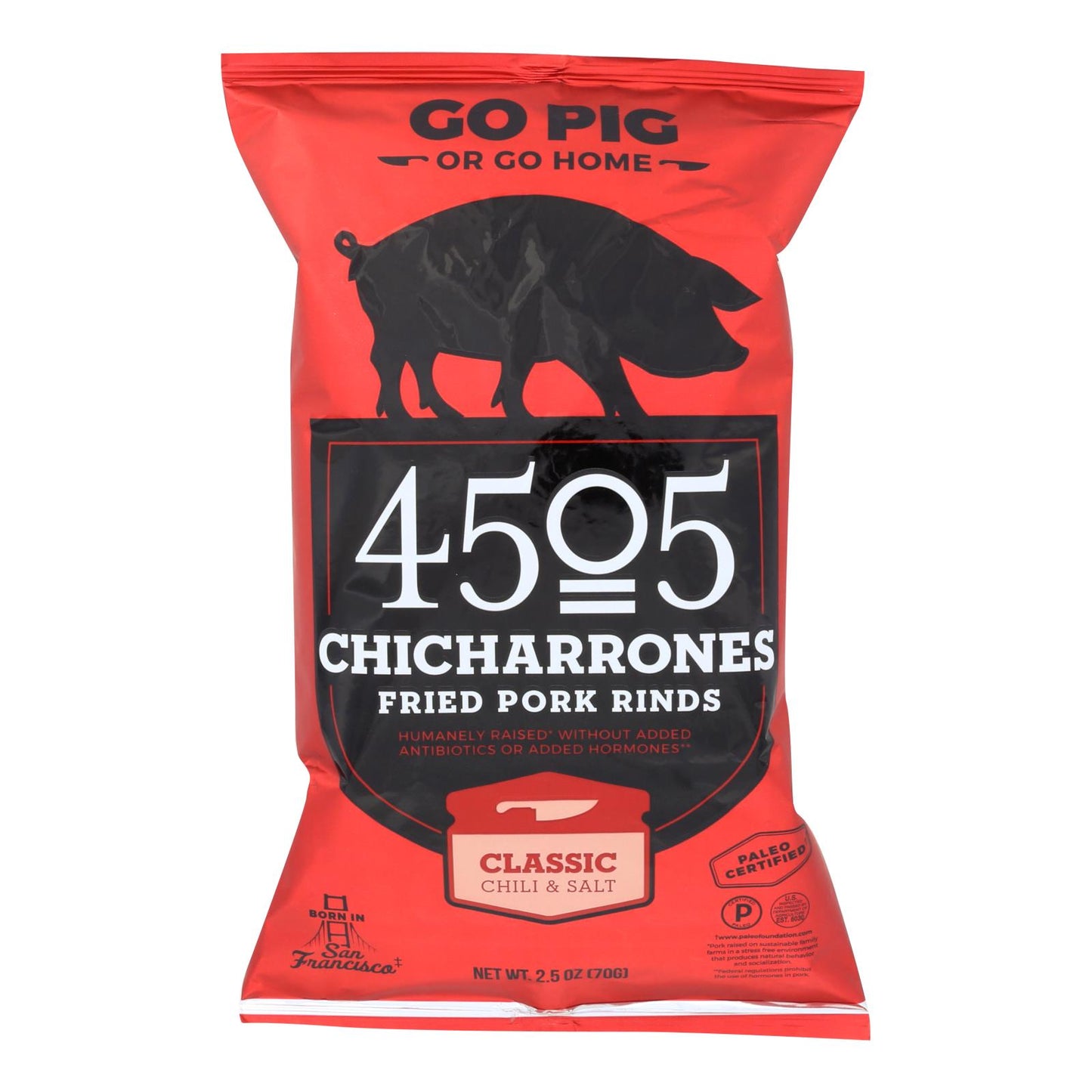 4505 - Pork Rinds - Chicharones - Chili - Salt - Case of 12 - 2.5 Ounce